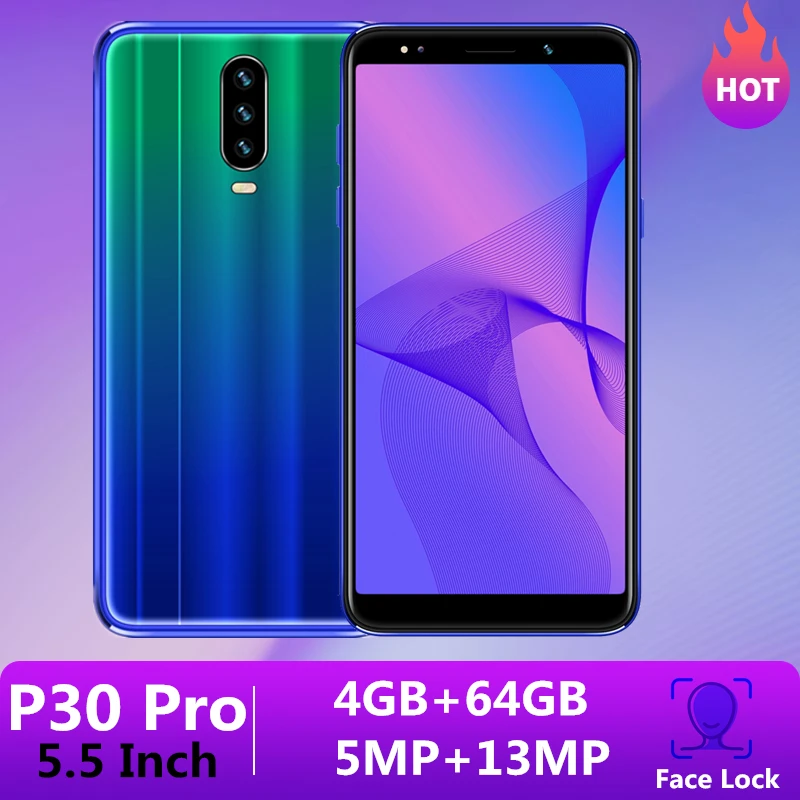 Оригинальные мобильные телефоны P30 Pro 4 Гб ОЗУ 64 ПЗУ 5 дюймов 13 МП экран смартфоны