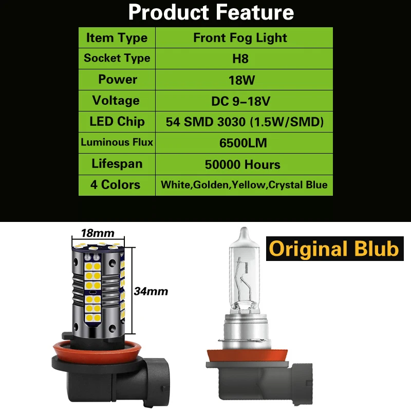 2 шт. светодиодные противотуманные фары Blub H8 лампа Canbus без ошибок для Beetle Jetta 4 mk4