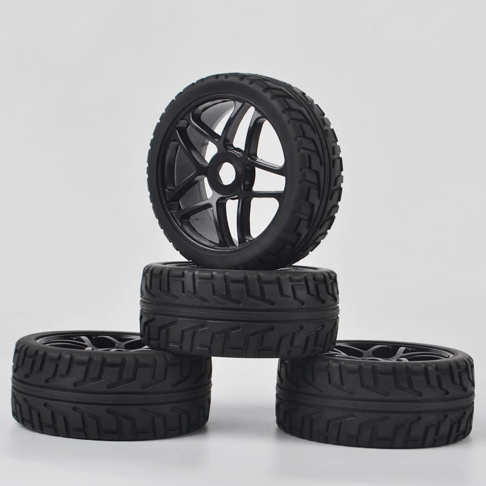 

Wheel Rim Rubber Tires RC 1:8 Off-Road Tyre 17mm Hexagonal Joint Pack of 4 Black