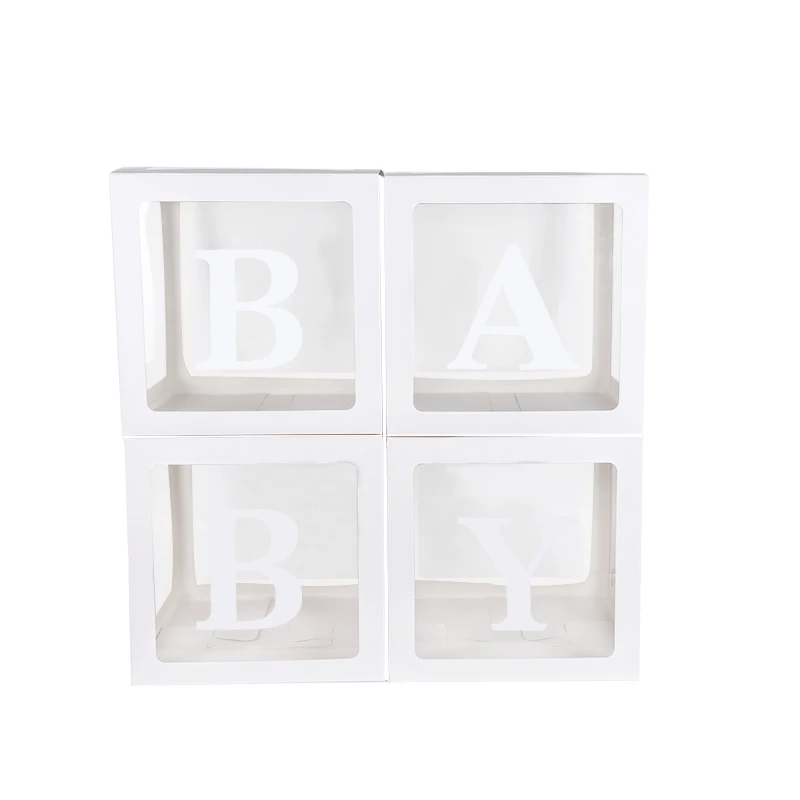 Baby Box White Прозрачная коробка, красочные воздушные шары, заполненные, свадебные украшения, для детского душа, Детские любовные буквы, 1-й день рождения, 1й день рождения, вечеринки - Цвет: Baby Box White