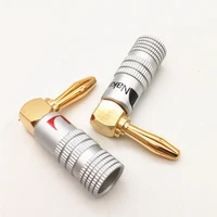 2pcs 4mm 24k gold plated musical cable wire banana plug audio speaker connector musical speaker cable wire pin connector