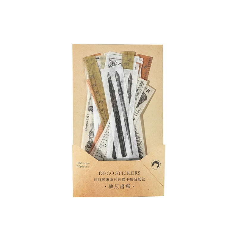 40pcs Vintage Antique Bill ruler Tickets Old Book washi paper sticker decoration stickers DIY diary scrapbooking label | Канцтовары для