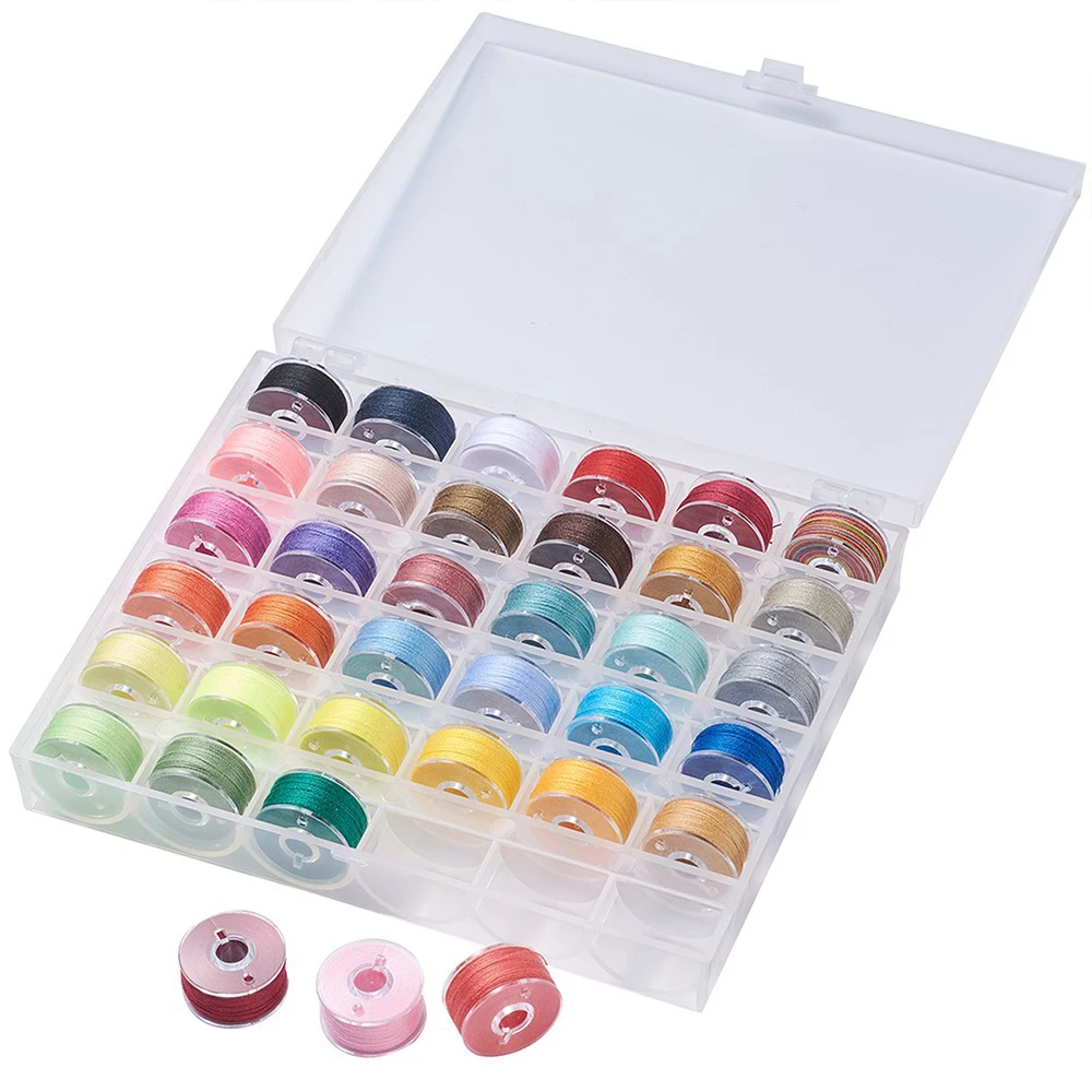 

36 шт., цветные шпульки для швейных машин с пластиковой коробкой