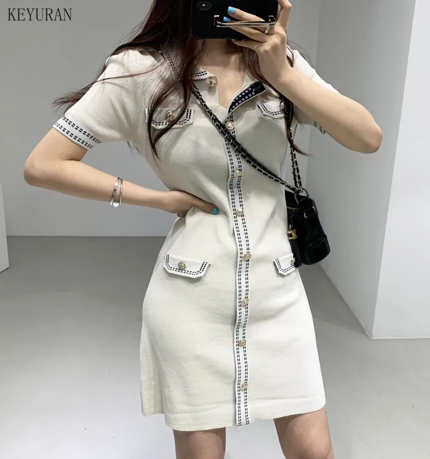 

Женское платье-трапеция, эластичное облегающее мини-платье, винтажное повседневное однобортное платье, лето 2021