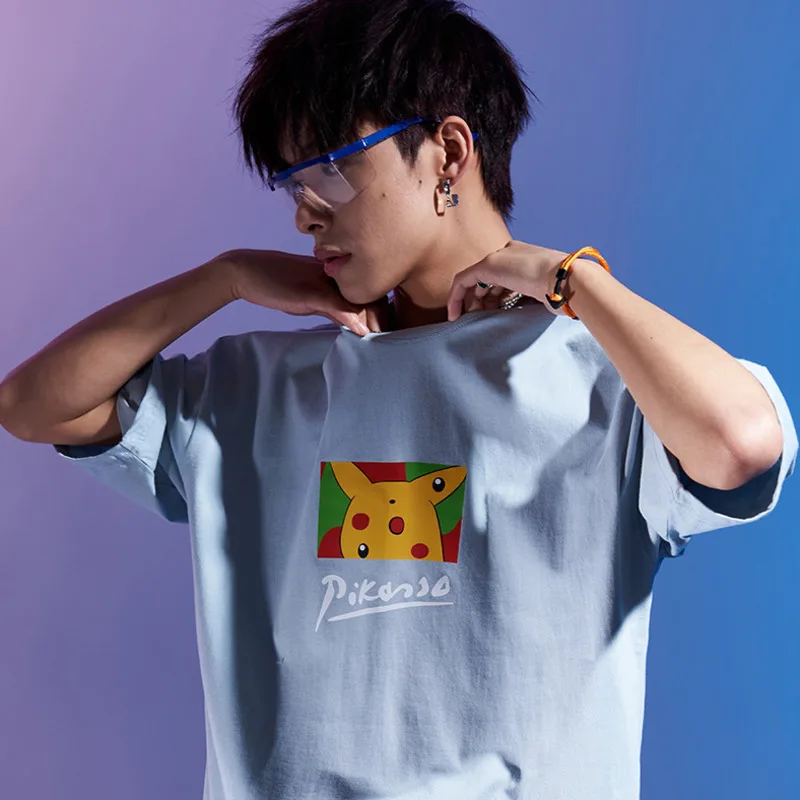 

Cartoon T Shirt Men Short Sleeve Hip Hop High Quality 100%Cotton Japanese Anime Streetwear T-shirt Top Tees