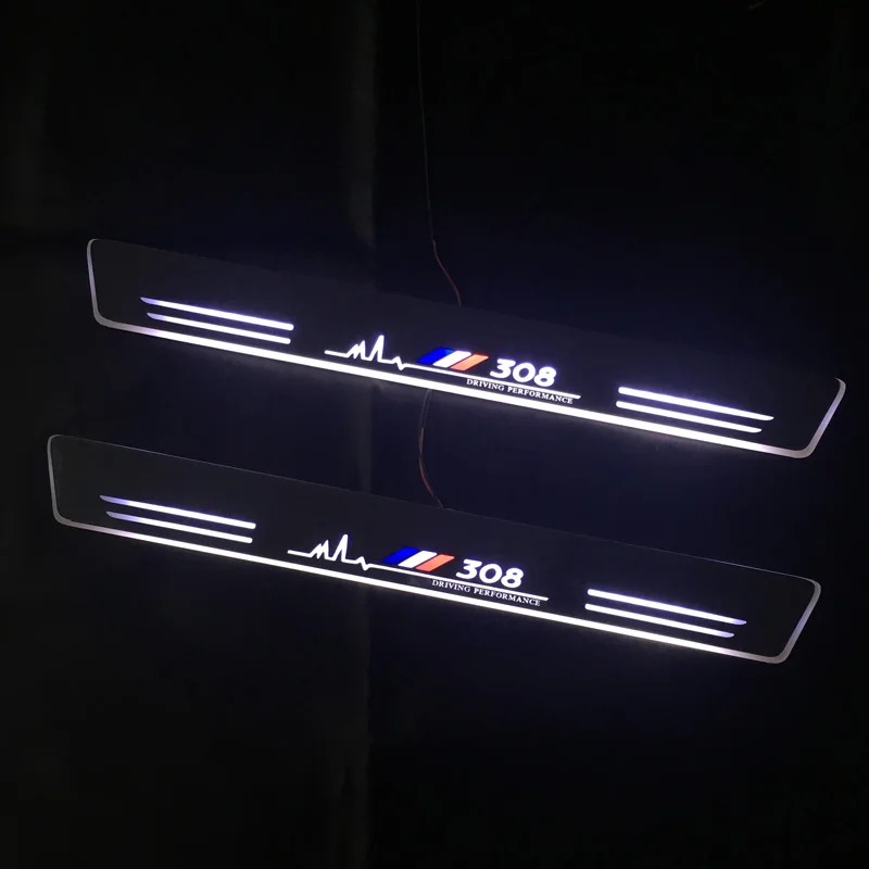 

Car LED Door Sill Scuff Plate For Peugeot 308 Sedan 2008 - 2017 2018 2019 Exterior Parts Pathway Moving Welcome Pedal Light