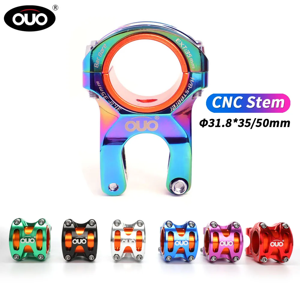 

OUO MTB Stem 35mm 50mm CNC Colorful Bicycle Handlebar Stem 31.8/35mm Bar Clamp Ultralight Aluminum Mountain Bike Stem Riser 0