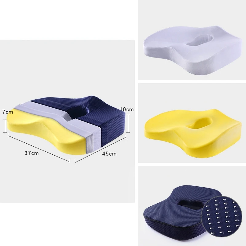 Anti-Slip Orthopedic Memory Foam Cushion for Office Chair Car Wheelchair Back Support Sciatica Pain Tailbone Relief-Navy | Дом и сад