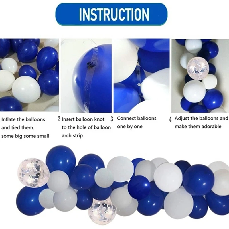 

102Pcs Party Navy and Gold Balloons Navy Blue White Balloons Gold Metallic