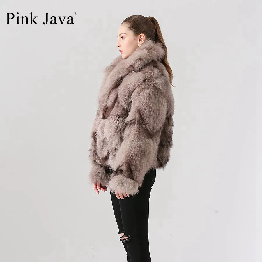 Ppink java QC19007 пальто с натуральным мехом женский зимний Модный жакет; короткая куртка с натуральным лисьим мехом пальто новое поступление горячая распродажа