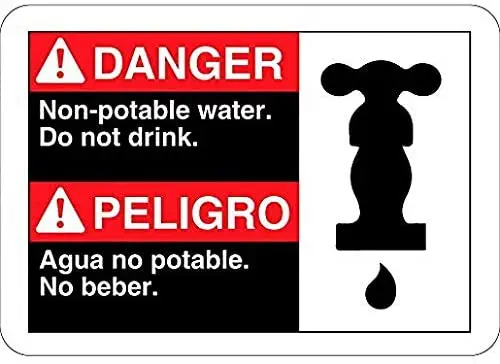 

Metal Signs for Outdoors Danger Nonpotable Water Do Not Drink Peligro Agua No Potable Metal Sign 8 X 12 Inch