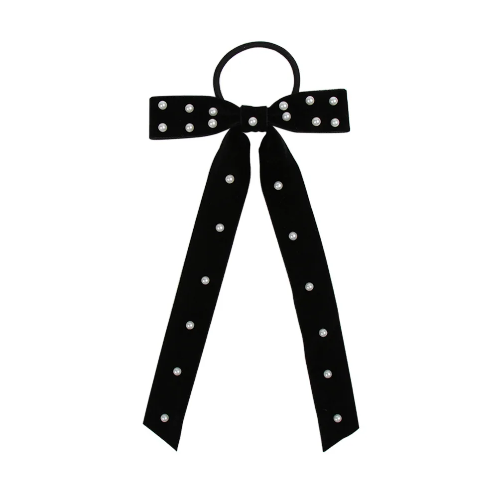 

Бесплатная доставка Модные бусина с бантиком для женщин резинка для волос для девочки Симпатичные повязки для волос хвост держатель женски...