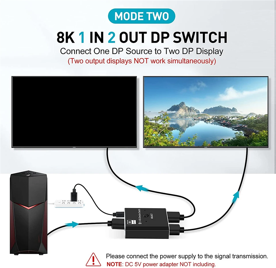 2021 Display port 1 4 Switch 8K Bi-direction splitter switcher KVM 2X1 1X 2 Display-port @ 30Hz 4K 120Hz | Электроника