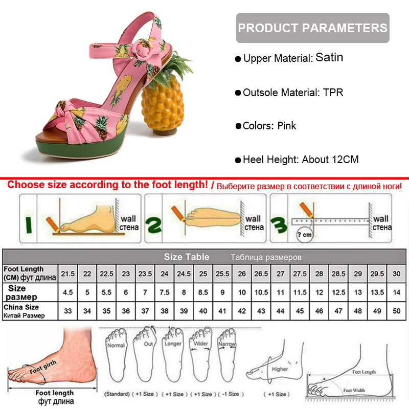 

pineapple high heels buckle strap sandals 2021 pink printed Peep-Toe Pumps summer platform shoes women novelty