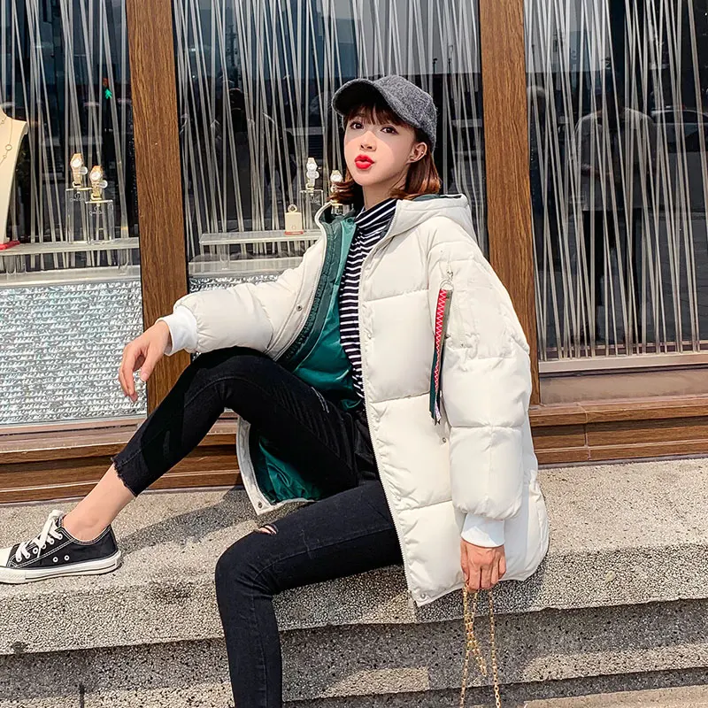 FTLZZ зимний женский полосатый каждодневный свободный дизайн хлеб пальто вышивка с