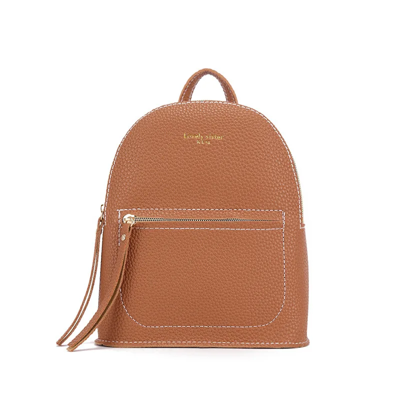 

Backpack lady fashion students school Bag Pink Litchi pattern Zipper Bag Phone Purse women's Backpack PU Leather Shoulder Bag