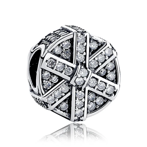 ELESHE, Подходит для Pandora, подвеска из бисера, 925 пробы, серебро, снежинка, цветок, браслет, сделай сам, бусины, ювелирное изделие, рождественский подарок - Цвет: PY1289