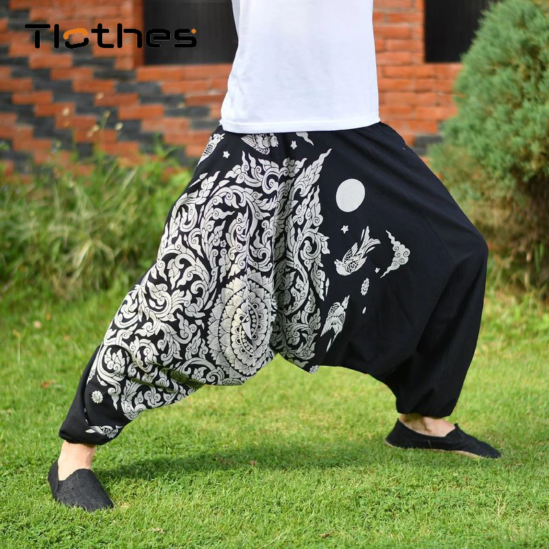 

Digital Print Cross Pants Men Women Causal Hippie Joggers Unisex Baggy Harem Pants Loose Trousers Hip-hop Aladdin Lantern Pants