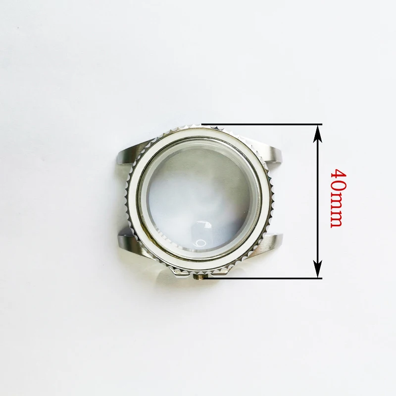 

40mm silver stainless steel case sapphire glass watch case fit ETA 2813 2836 Miyota 8205/8215/821A Mingzhu DG 2813/3804 movement