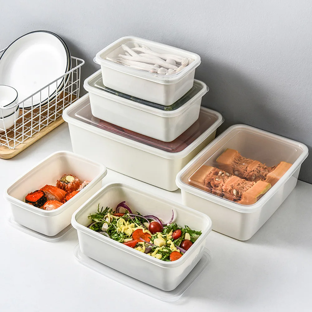 

6pcs Refrigerator Storage Box Plastic Food Containers Kitchen Cabinet Desk Organizer Kitchen Storage Box