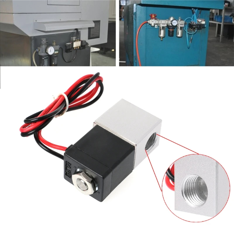 

1/4\" DC 12V 2 Way Normally Closed Pneumatic Aluminum Electric Solenoid Air Valve Y4QC