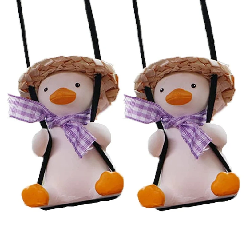 

2Pcs Swinging Duck Car Hanging Ornament Swing Duck Car Mirror Cute Anime Car Accessories Car Decoration Ornament Gift