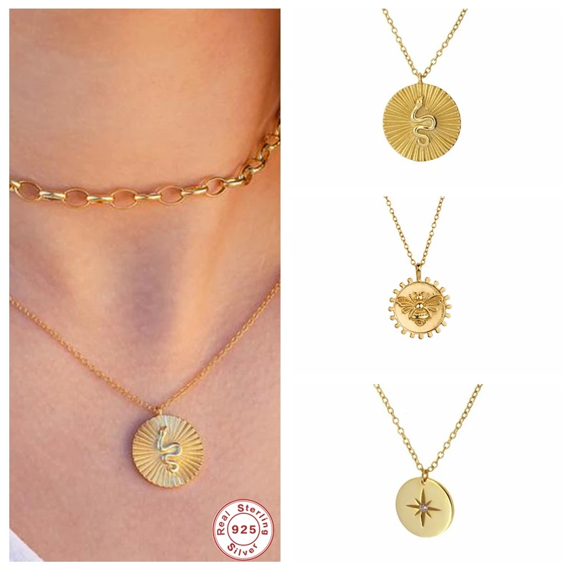 Ожерелье чокер с подвеской в виде змеиной пчелы из стерлингового серебра 925 пробы