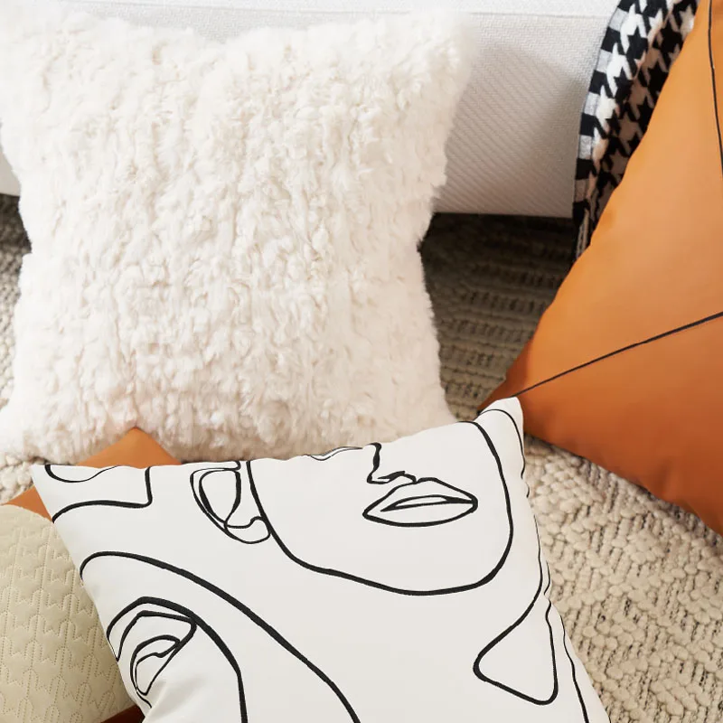

Modern Minimalist Sofa Decoration Pillow Cushion Living Room American Houndstooth Square With Pillow Core