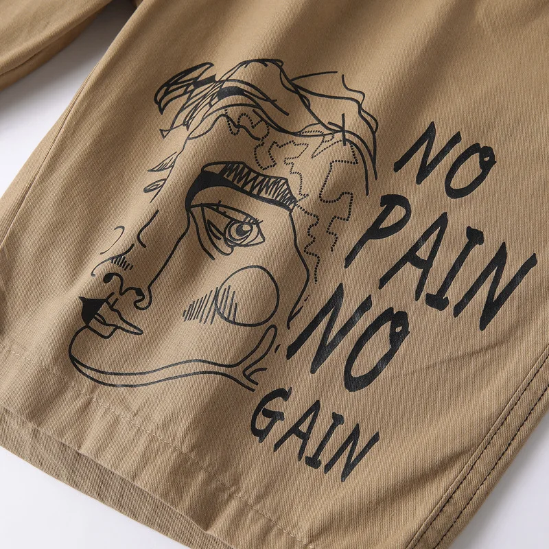 

Summer Beach Shorts Men Casual Shorts Letter Streewear Shorts Man Trunks Fitness Workout Breathable Cotton Gym Short Trousers