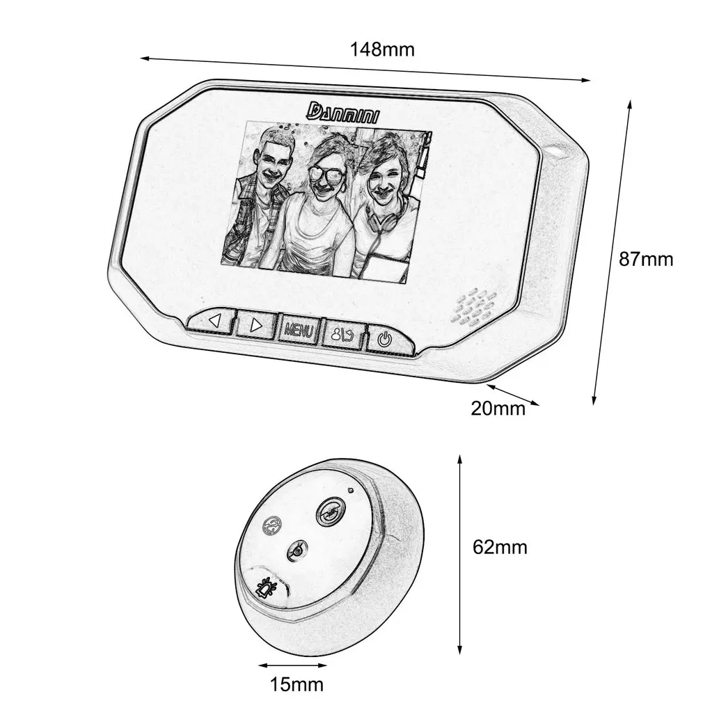 

Danmini 3.0 ''TFT LCD Screen 1.3MP HD Camera Video Doorbell 145 degree Wide angle Night Vision Digital Door Peephole Viewer