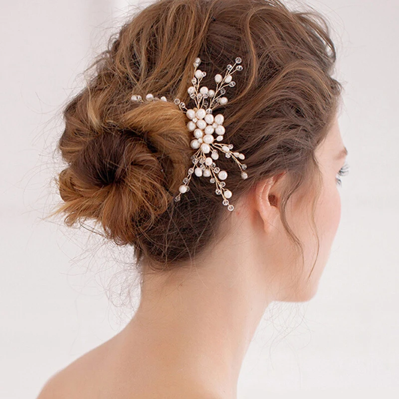 Свадебные аксессуары для волос ручной работы с кристаллами и искусственным