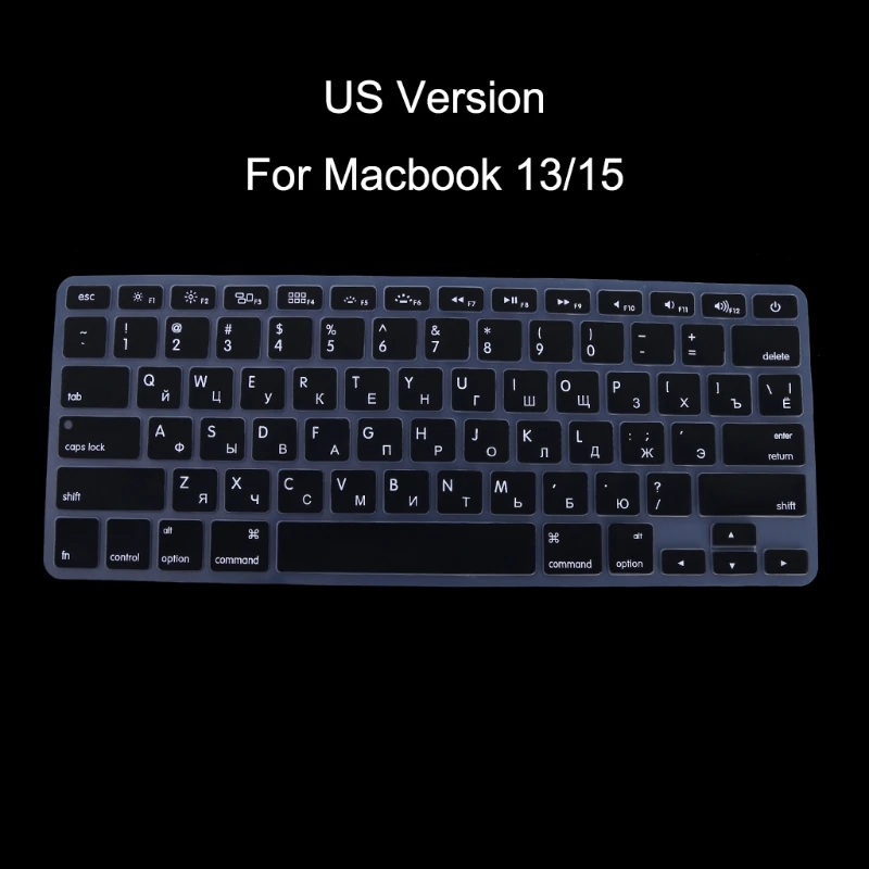 Версия для США русская Клавиатура силиконовый чехол Apple Macbook Air Pro 13 15