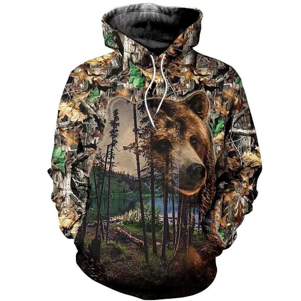 

Fashion 3D All Over Printed Bear Camo Hoodies Unisex Casual Harajuku Streetwear Hip Hop Jackets L314