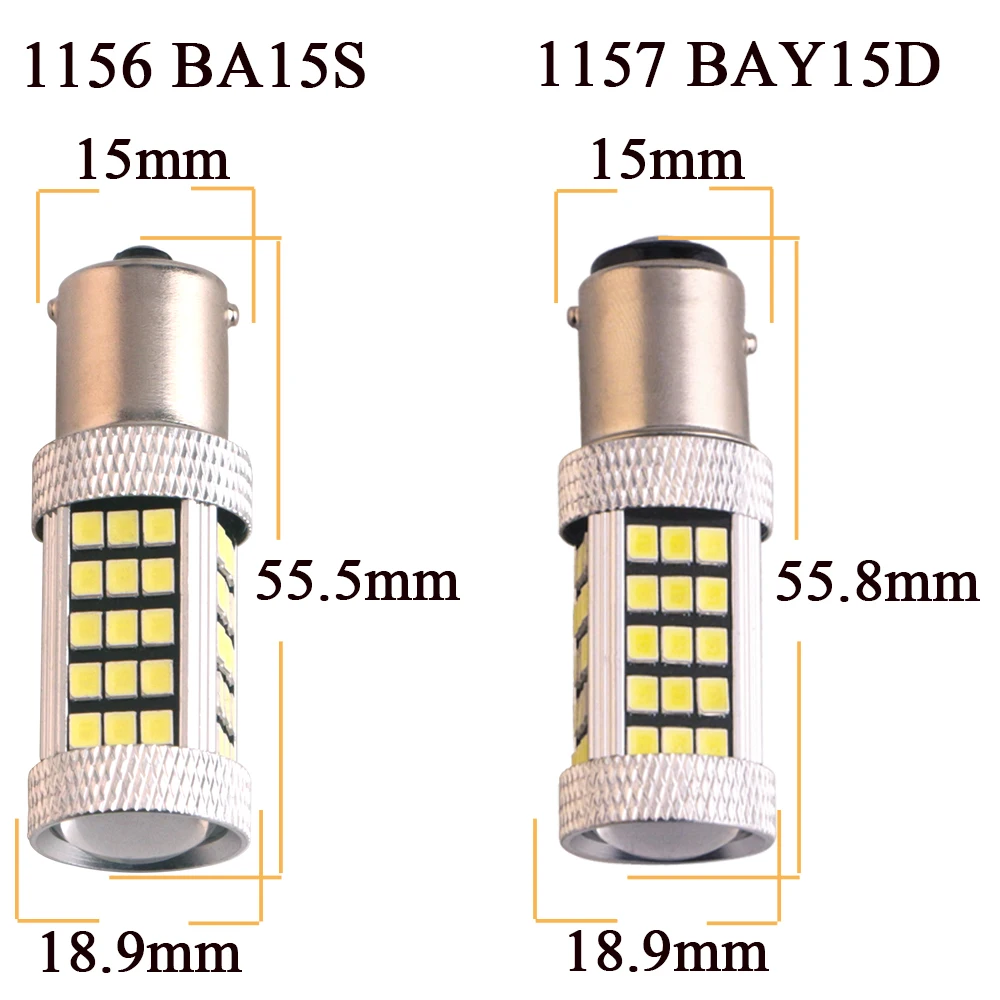 2X 50X DC 12V 24V 2835 66 SMD S25 1156 BA15S 1157 BAY15D светодиодная лампа автоматический поворот фонарь
