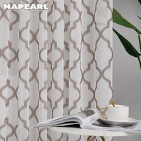 napearl 1pc modern geometric faux linen curtain semi sheer jacquard kitchen short bedroom living room window treatments