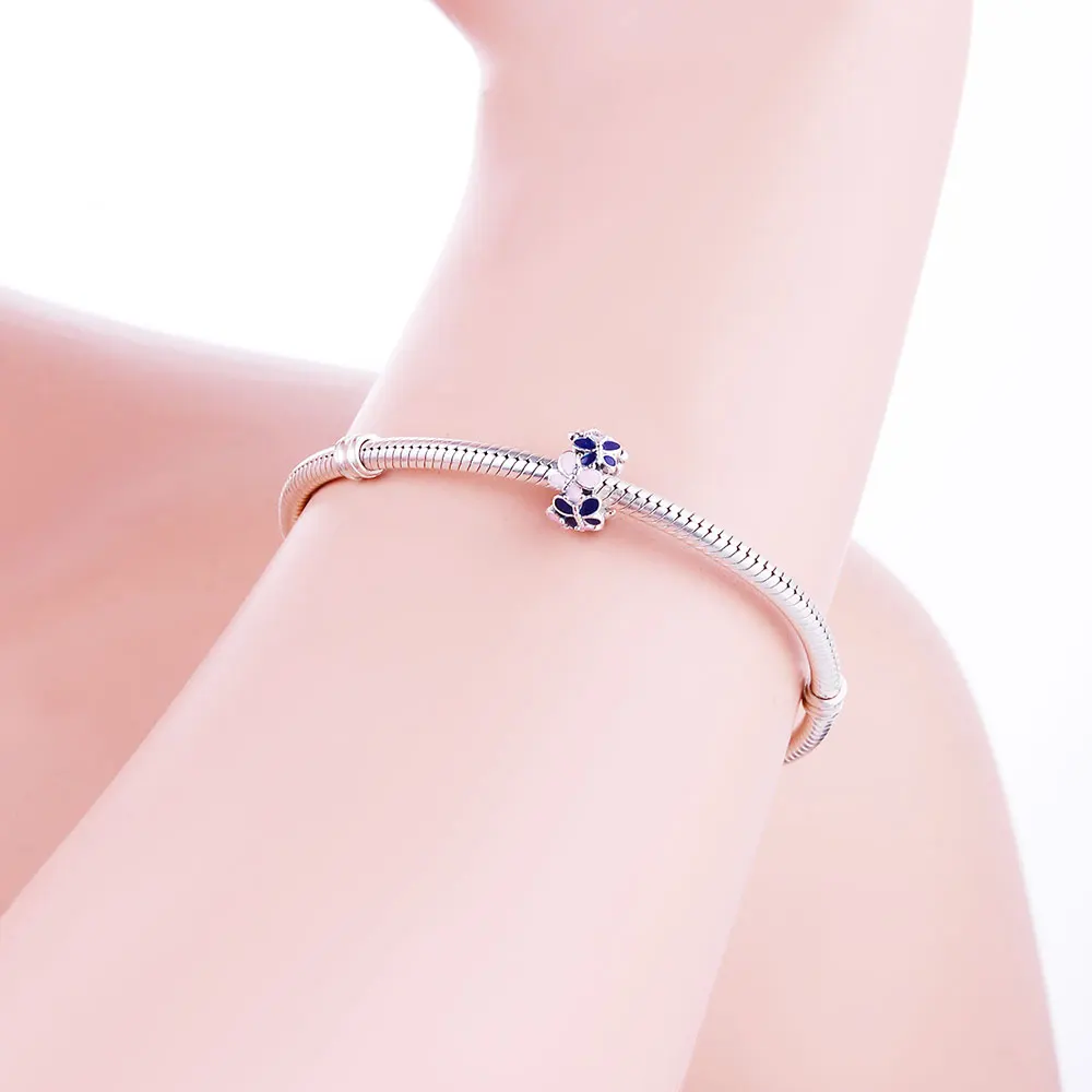 Wholesale Price New Butterfly Surrounded by Small Strings Separated Beads S925 Silver Accessories Fits Charm Bracelets DIY Gift | Украшения