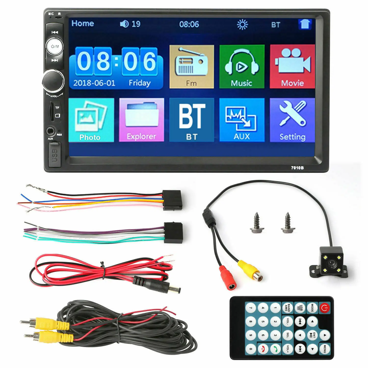 Универсальный 2 Din 7 дюймов Автомобильный Радио Центральный Multimidia MP5 с Bluetooth AUX FM Датчики парковки камера заднего вида для Toyota Ford