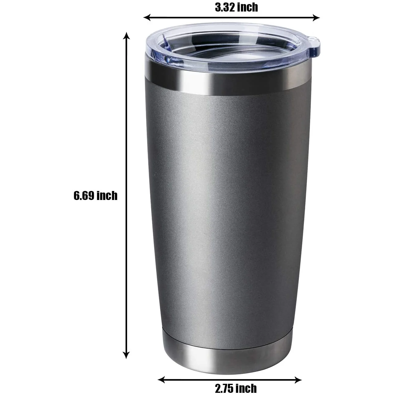 

Grey Tumbler 20oz Stainless Steel Travel Mug with Lid School Office Coffe Cup Solid Color Water Bottle for Hot&Cold Drinks