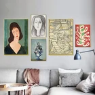 Абстрактные портреты в скандинавском стиле, настенная Картина на холсте, живопись, ретро геометрический узор, настенные картины для гостиной, спальни, домашний декор