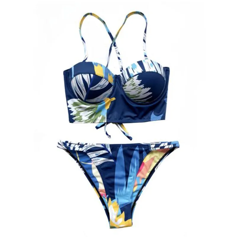 

Summer Ladies Split Bikini Set Adults Women Fashionable Printing Back Lace Up Sexy Bikini Swimwear for Vacation Travel Bikinis
