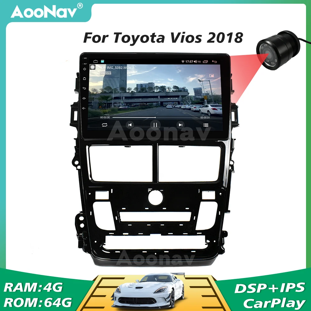 

Автомобильный радиоприемник для Toyota Vios 2018 RHD Style, беспроводной Wi-Fi GPS-навигатор, стерео Мультимедийный Плеер, головное устройство 2 Din, Авторадио