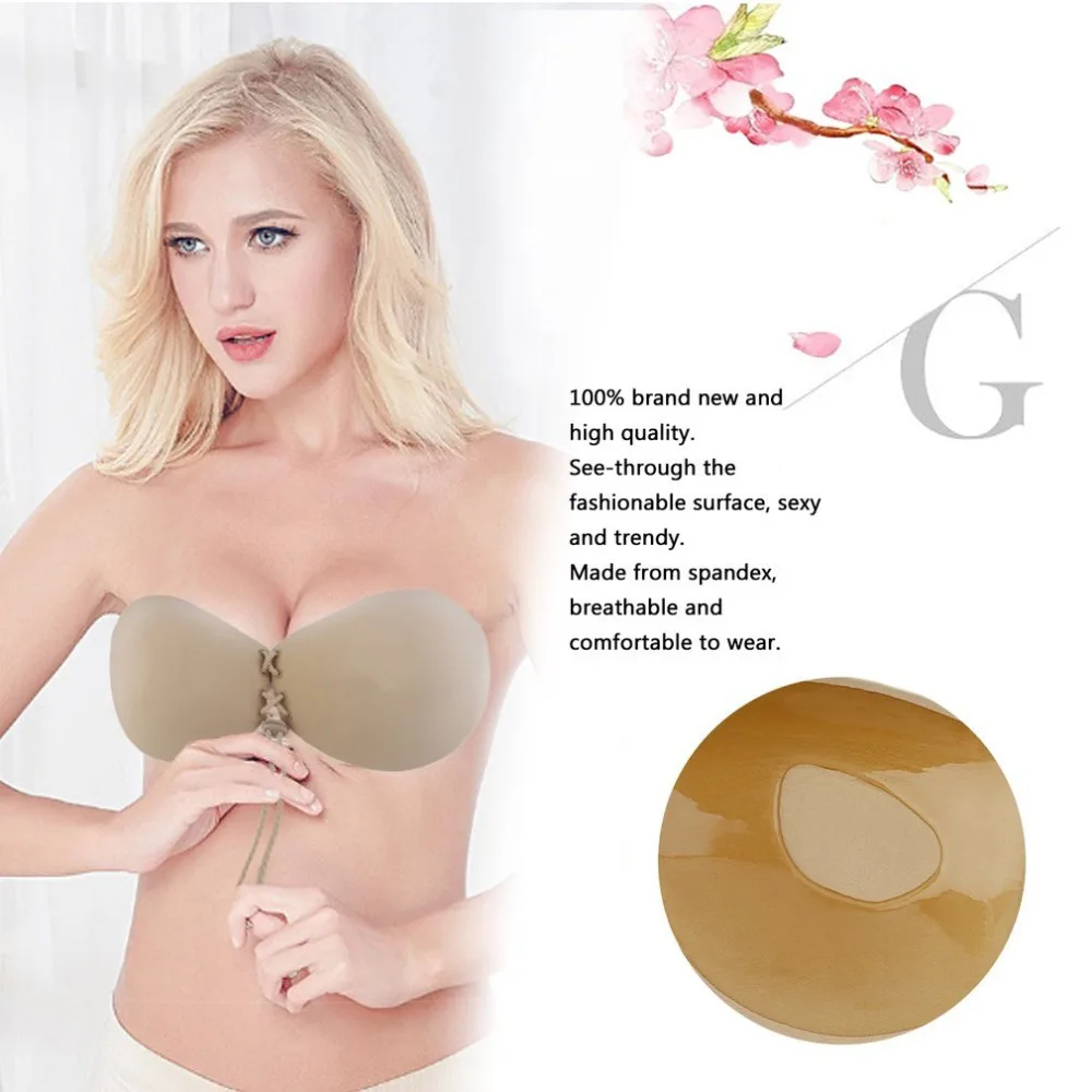 Женский самоклеящийся бюстгальтер без бретелек бандажный однотонный черного