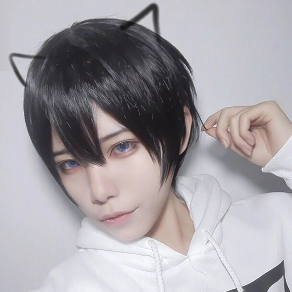 Натуральные короткие черные парики BUQI с челкой мужские синтетические