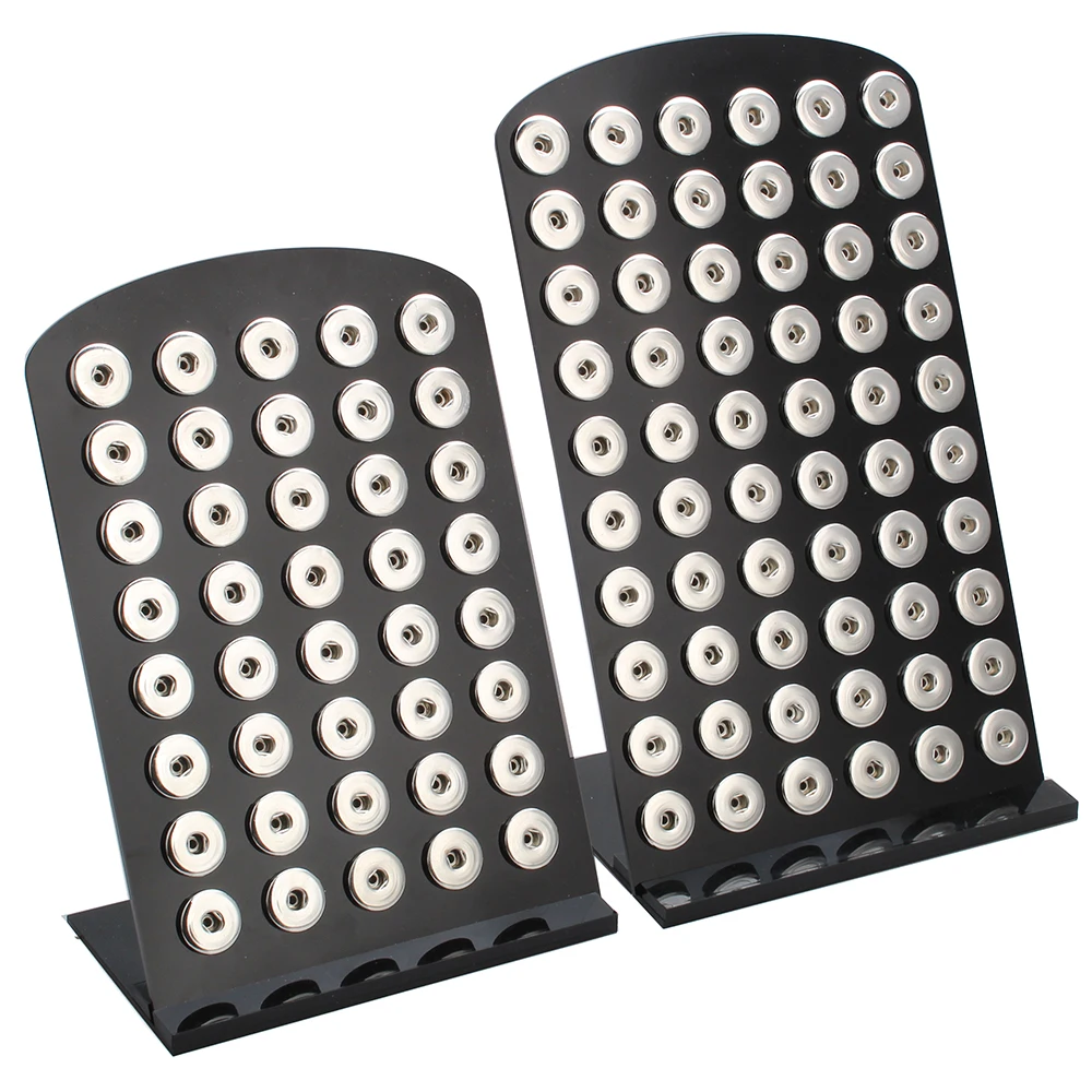 

New Snap Button Display Stands Fit 40pcs & 60pcs 12mm 18mm Snap Buttons Jewelry 4 Colors Black Acrylic Display Holder