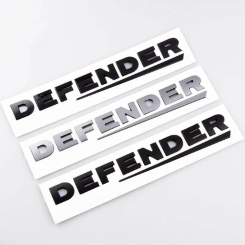 

Black Gray ABS Lettering Badge Emblem 90 110 Tailgate Sticker Defender Trunk Decal Car Logo25cm*3.5cm