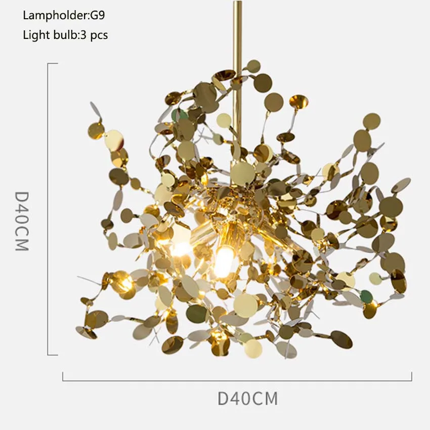 

Nordic Creative led hanging lamp Gold Chrome 3 lights Stainless Steel sheet Restaurant bar bedroom decor modern pendant lights