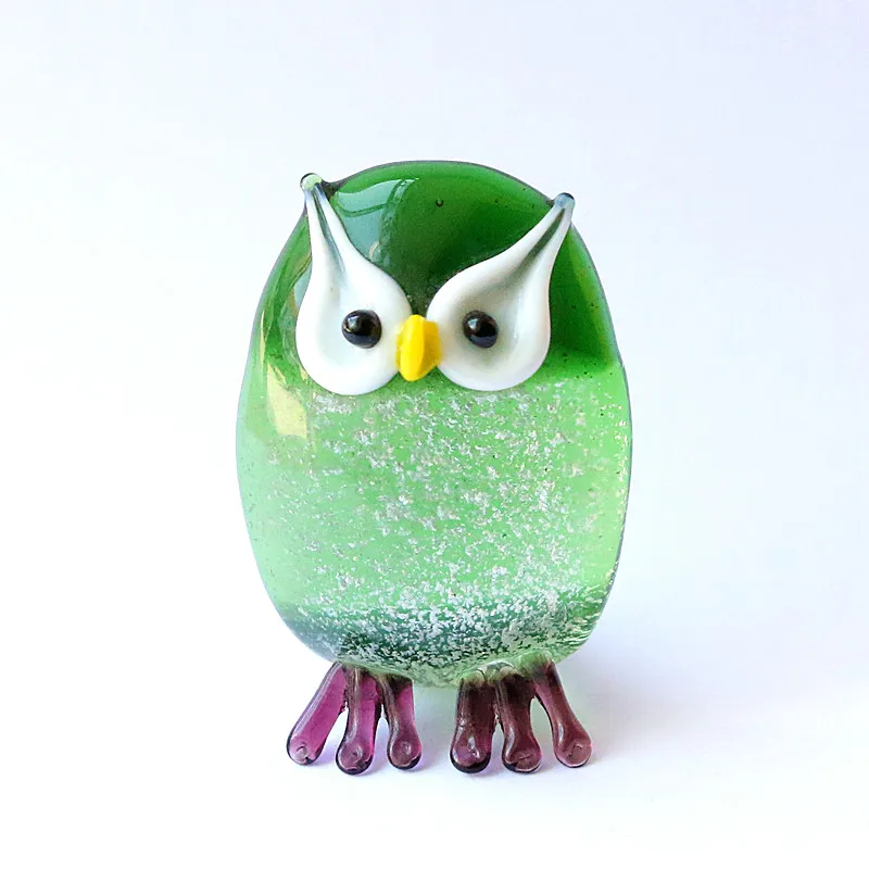 

Handmade Glass Owl Art Figurine Ornament Silve Foil Christmas Color Style Lovely Miniature Animals Xmas Decor Gifts For Children