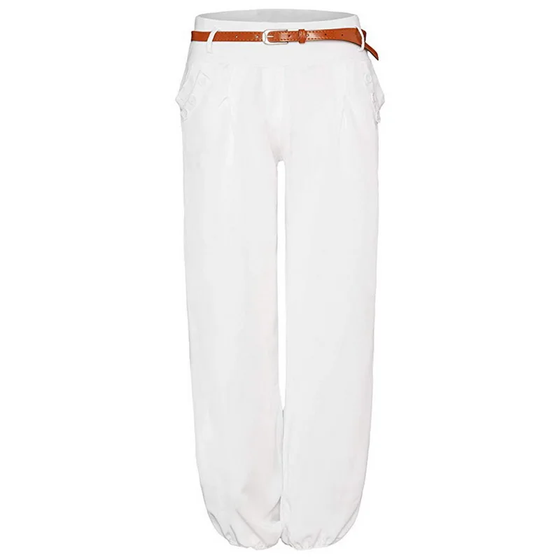 SHUJIN летние женские шаровары Повседневные однотонные штаны с карманами и