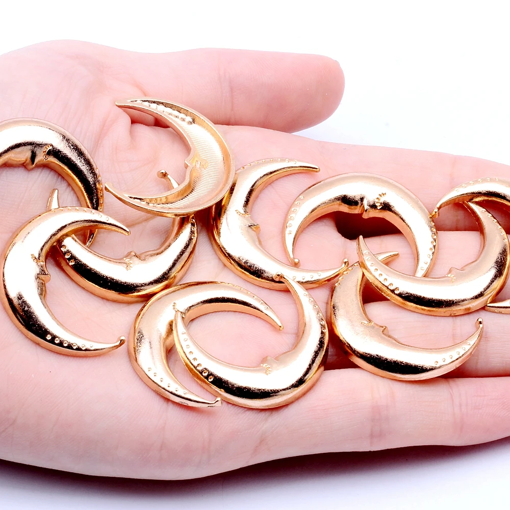 05 rose gold 29x24mm Серия звездное небо 100 шт 5 стилей позолоченное розовым золотом планета Луна застежки для самодельные Украшения, Аксессуары - Цвет: 05 rose gold 29x24mm