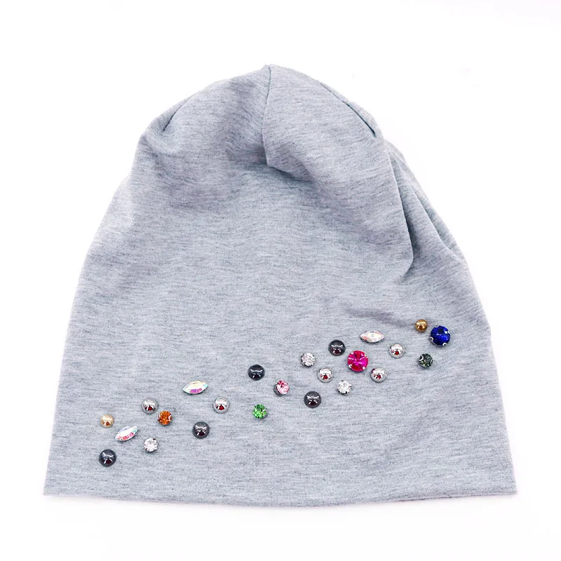 Новинка брендовая Весенняя женская шапка мягкие стразы громоздкие Skullies Beanies